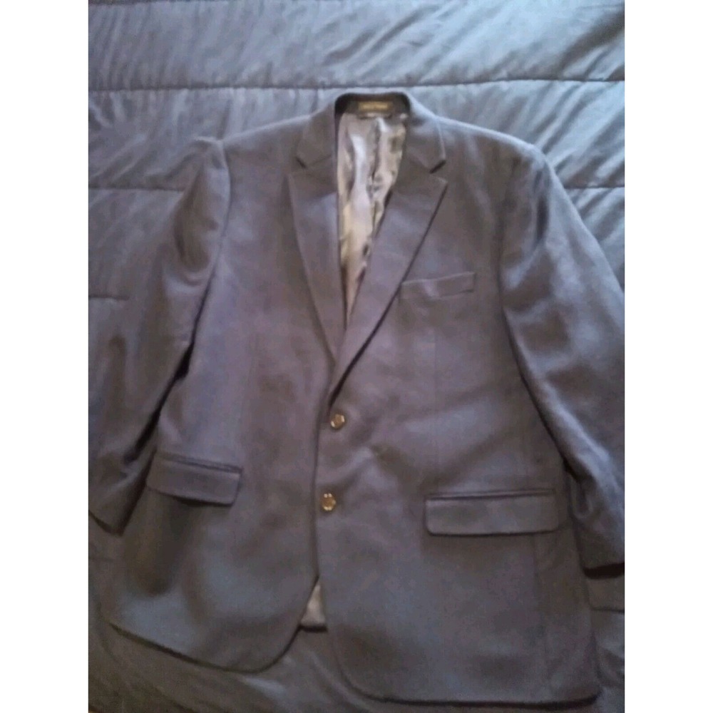 Lauren Ralph Lauren Mens Blazer Charcoal Navy Jacket Silk Wool & Cashmere 46R - Picture 1 of 8